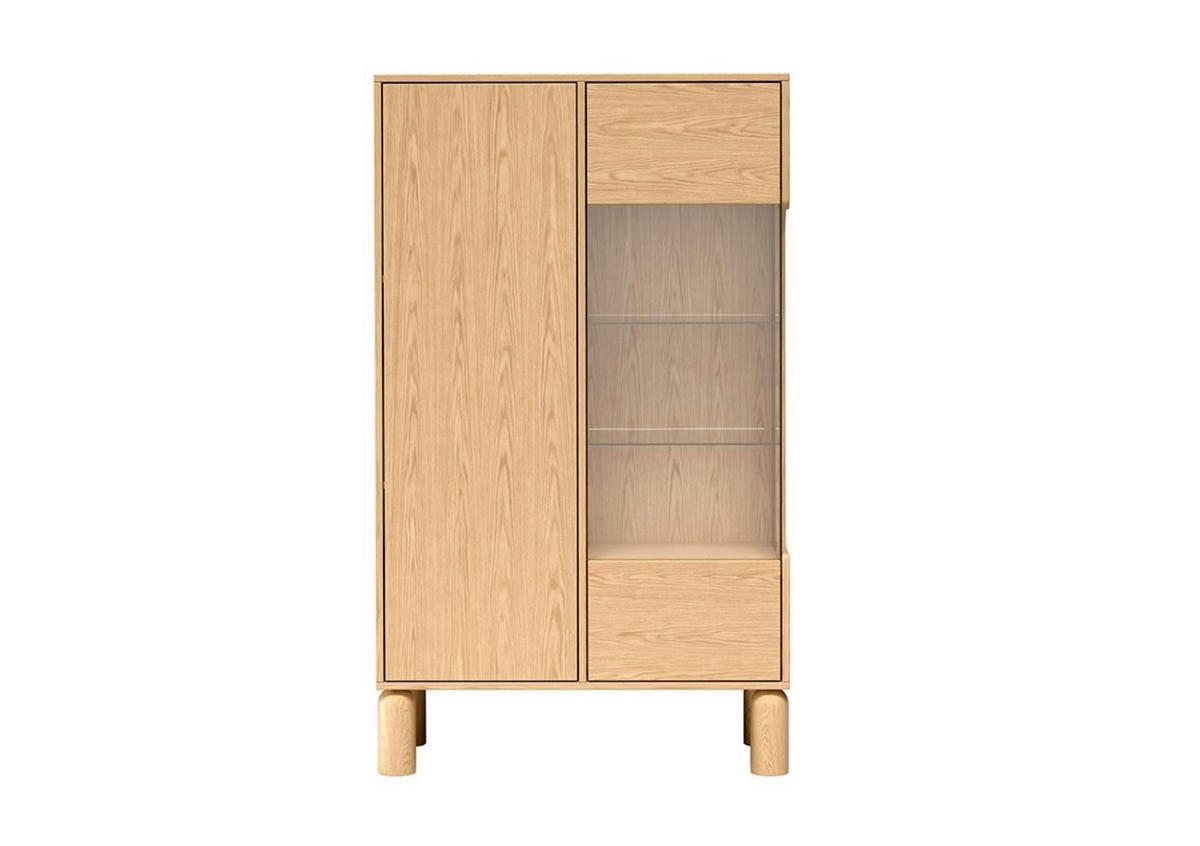 VITRINE Sanden Eiche, zweitürige Glasvitrine - Eichefarben, Holzwerkstoff (89/146/41cm) - Bettso