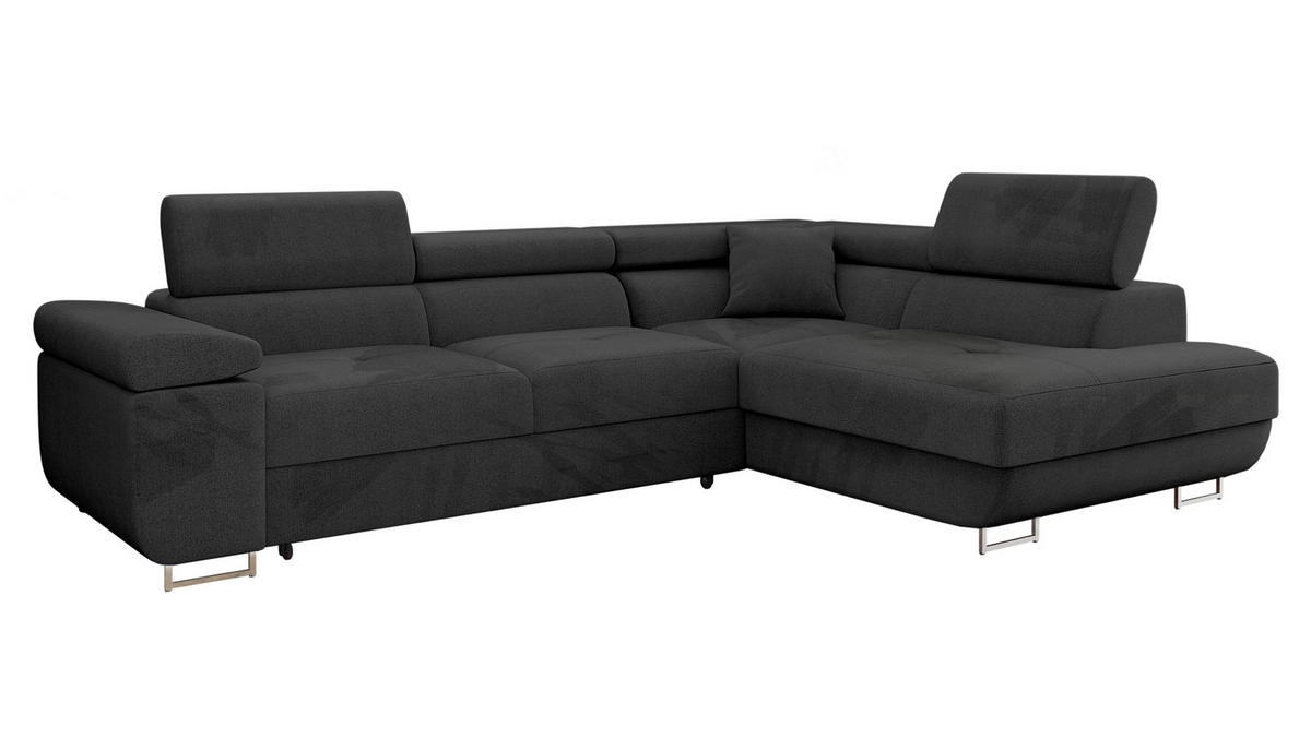 ECKSOFA Torezio, Seite: Rechts - Schwarz, Holz/Textil (274/203cm) - MIRJAN24
