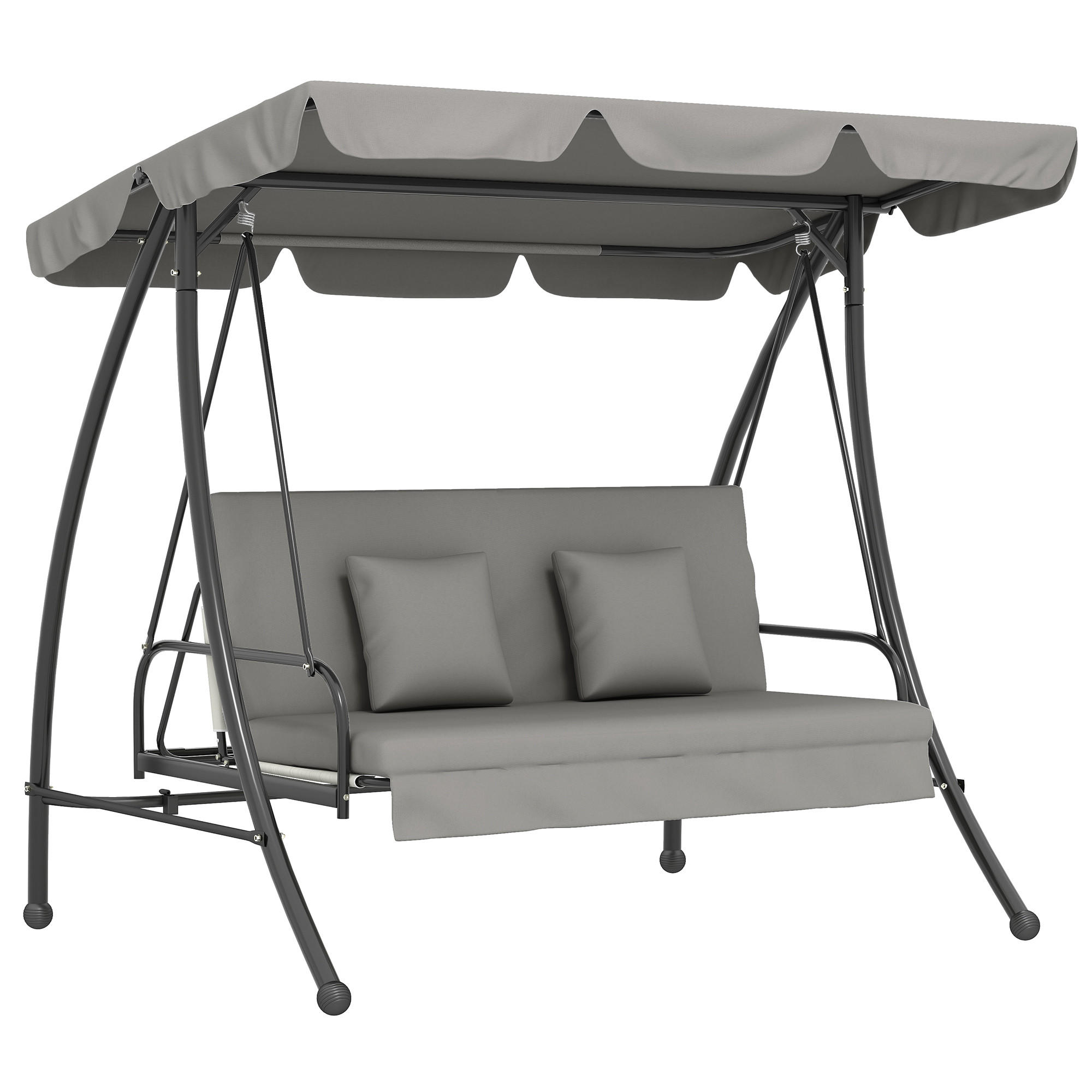 HOLLYWOODSCHAUKEL DE-07018 3-Sitzer, Mit Liegefunktion, neigbares Dach Grau - Grau, Metall (210/170/125cm) - ComfortXL