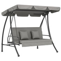 HOLLYWOODSCHAUKEL DE-07018 3-Sitzer, Mit Liegefunktion, neigbares Dach Grau - Grau, Metall (210/170/125cm) - ComfortXL