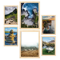 POSTER Set Mit 6 Irland In Fotografie A3 & A4 Rahmen Aus Hellem Holz - Beige, Papier (29/3cm) - Nacnic