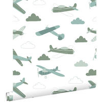 TAPETE Flugzeuge 50 x 900 cm - Grün, Papier (50/0.1cm) - ESTAhome