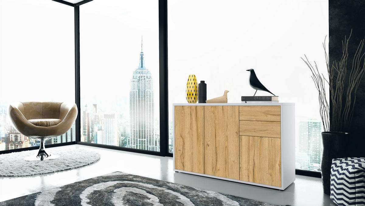 KOMMODE Ben Front in Eiche Nature - Eichefarben, Holzwerkstoff (117/74/36cm) - Vladon