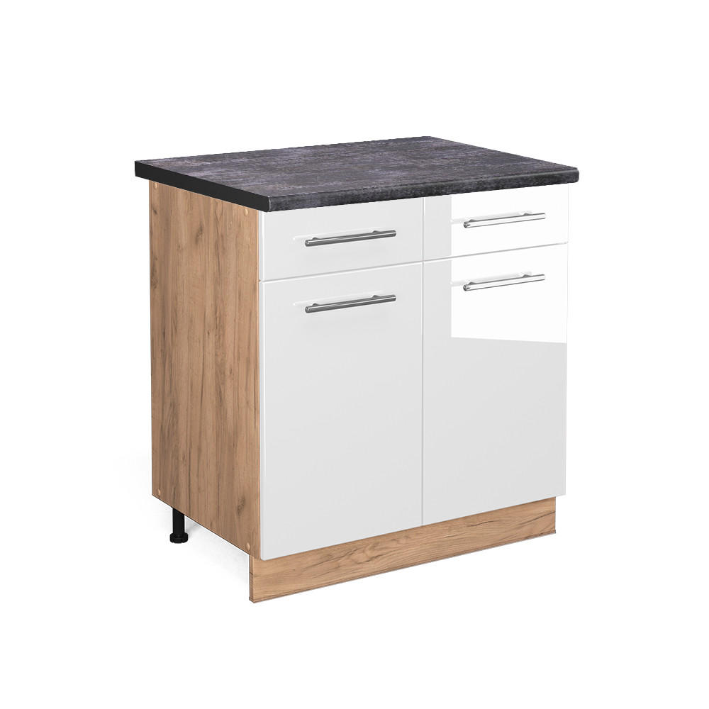 KÖKSUNDERSKÅP Fame-Line Vit högblank 80 cm , AP Antracit Vit högglans, Honungsek 82/80/60 cm