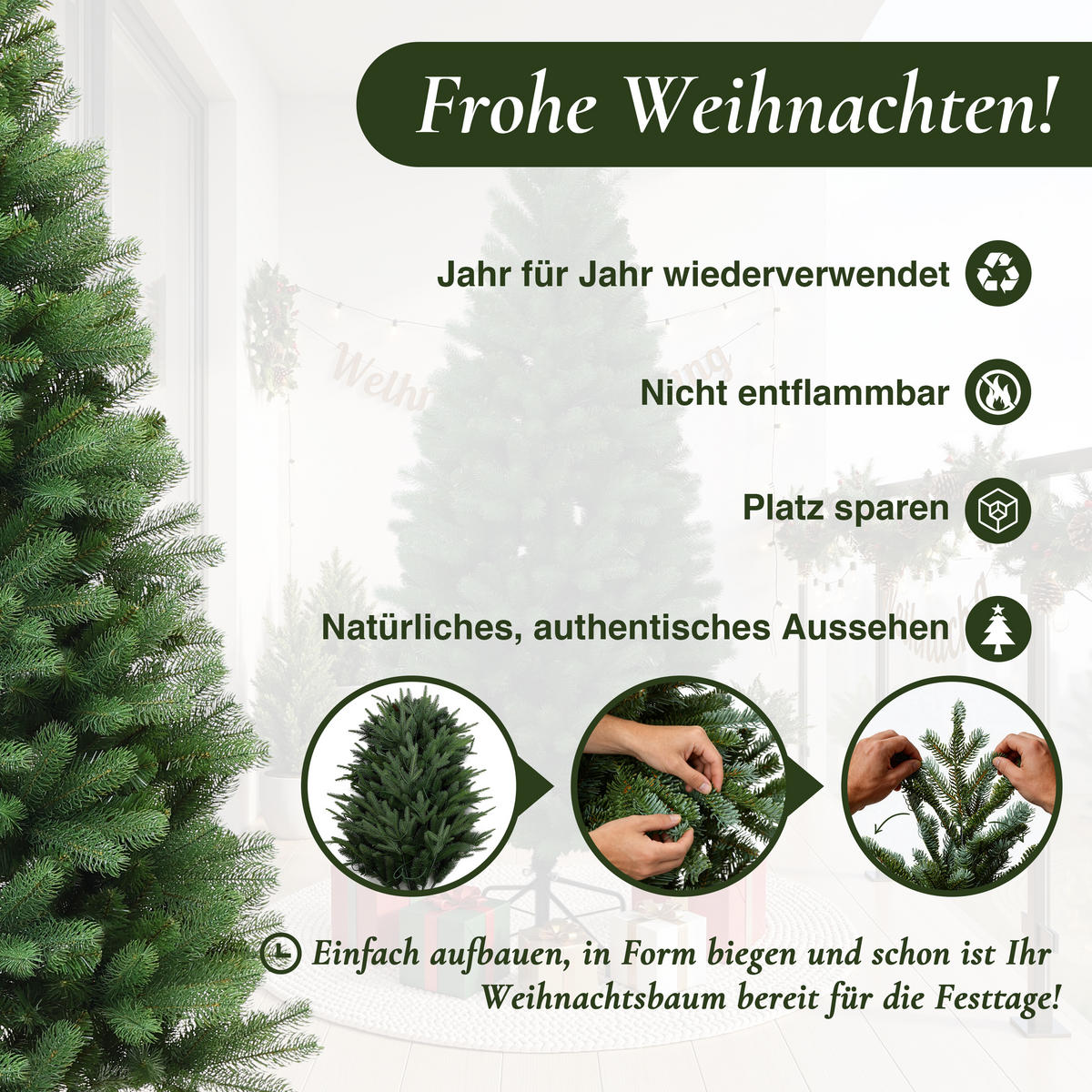 KÜNSTLICHER Weihnachtsbaum 185 cm,Fichten-Optik 819 PE-/PVC-Spitzen - Grün, Kunststoff (95/185cm) - Hometopia