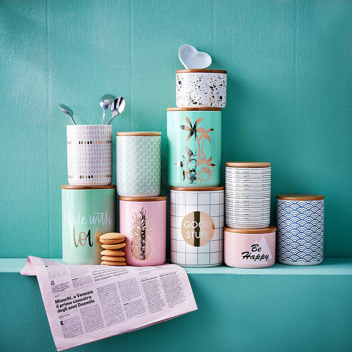 AUFBEWAHRUNGSDOSE (4er Set) Queen It - Weiß, Keramik (11/8/11cm) - BUTLERS