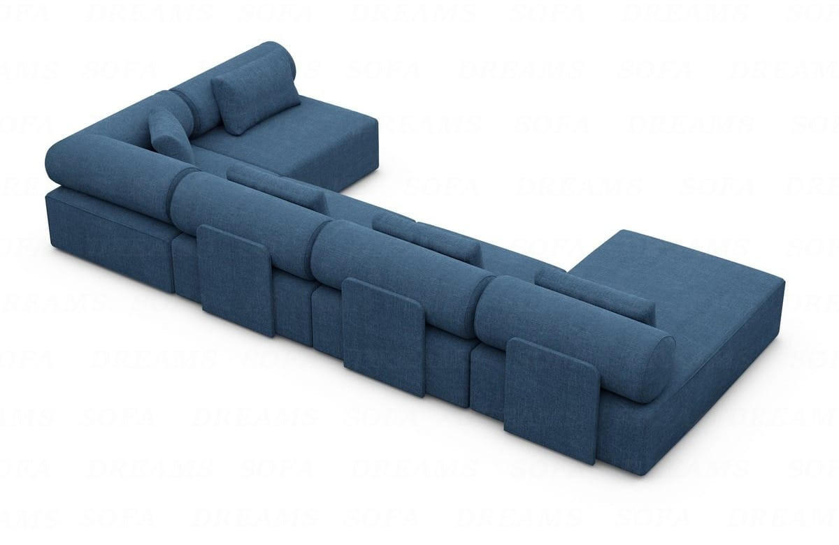 WOHNLANDSCHAFT Cipriani Blau Strukturstoff - Blau, Kunststoff (400/77/200cm)