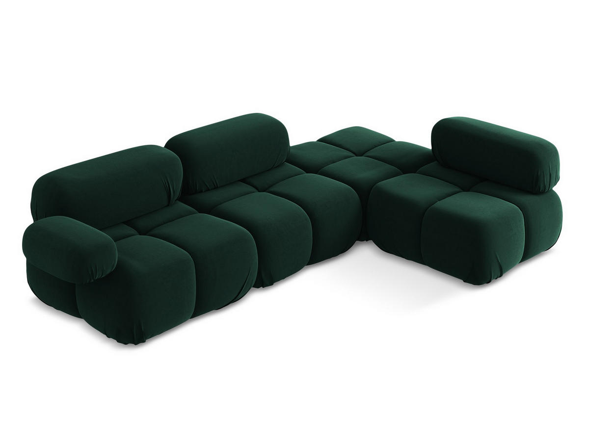 ECKSOFA Rechts Samt Stoff Grün - Blau/Dunkelgrün, Kunststoff/Textil (285/190cm) - Makamii