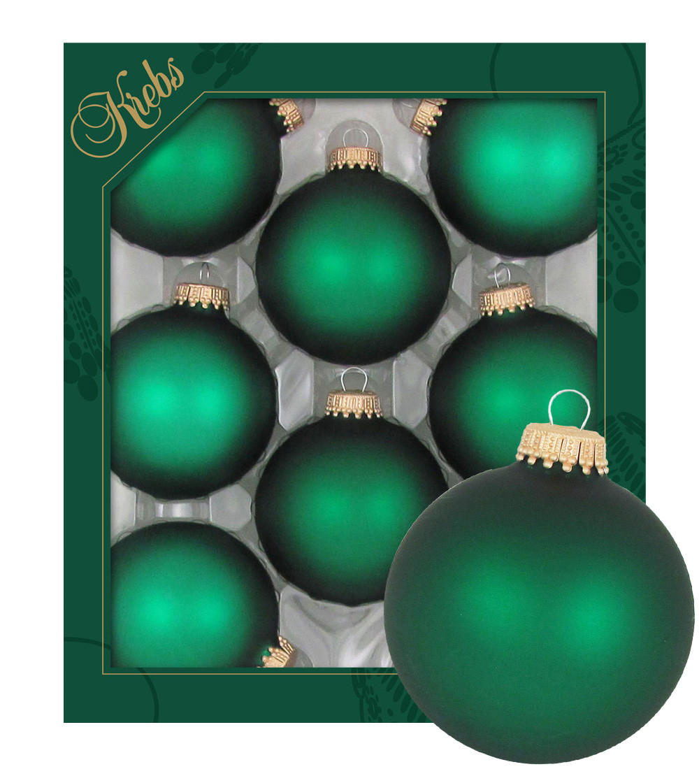 CHRISTBAUMKUGELN Uni-Design Verena Grün 7cm (Glas / 8 Stk.) - Grün, Glas (7/7/7cm) - Krebs Glas Lauscha
