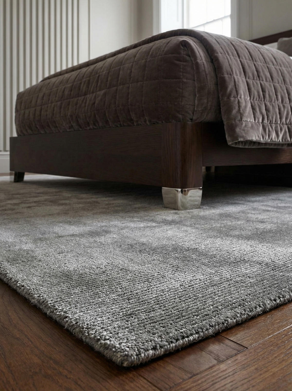 TEPPICH Viskose handgewebt zeitloses Design BARI, Silber 200x290 cm - Silberfarben, Textil (200/290cm) - KADIMA DESIGN