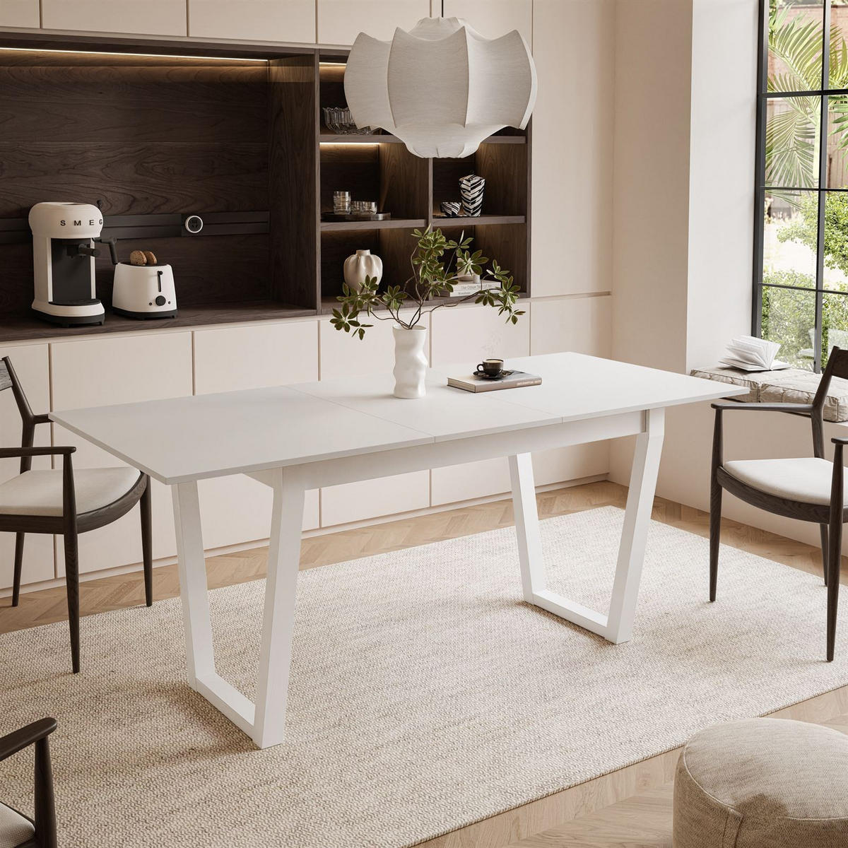 ESSTISCH ARTON II ausziehbarer Tisch 140-195 cm für 6-8 Personen - Weiß, Holzwerkstoff/Metall (140/80/77cm) - Lookway