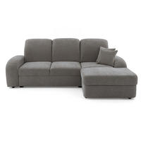 ECKSOFA VIBE S Rechts mit Schlaffunktion 130x202 Chenille Grau - Schwarz/Grau, Holz/Kunststoff (156/255cm) - Muffo