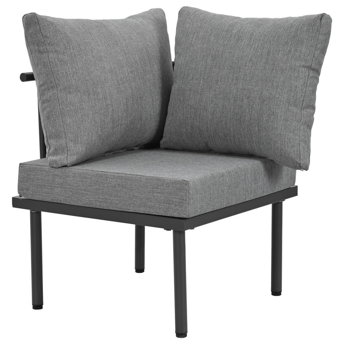 ZAHRADNÍ lounge set šedý z olefinu s pozinkovaným železem a skleněnou deskou - šedá, kov - OKWISH