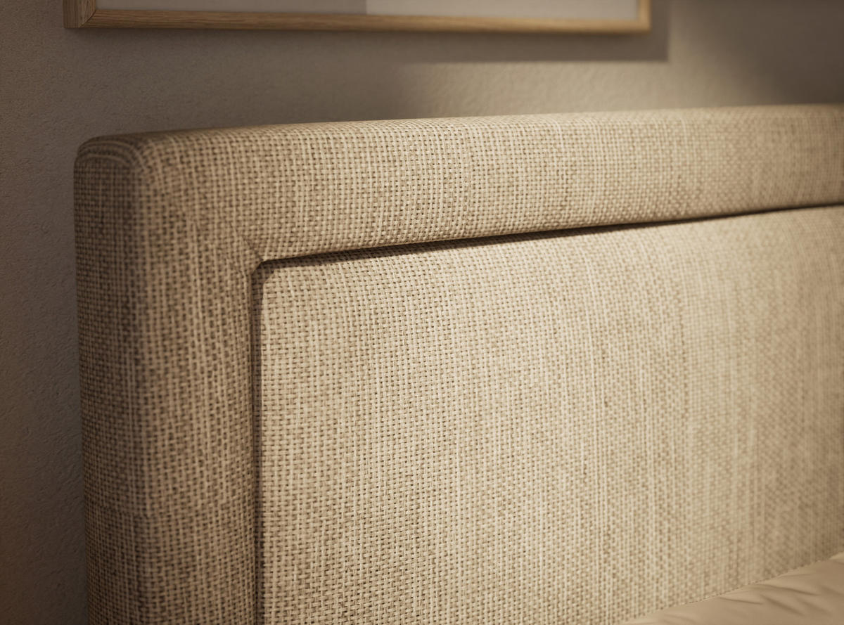 BOXSPRINGBETT Fresco 140/200 cm, in Beige, Bettkasten, Matratze, Topper - Beige/Schwarz, Holz/Holzwerkstoff (140/200cm) - Maison de Reve