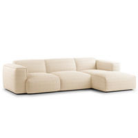 3-SITZER ECKSOFA mit Longchair - Beige/Schwarz, Kunststoff/Textil (284/173cm) - home24