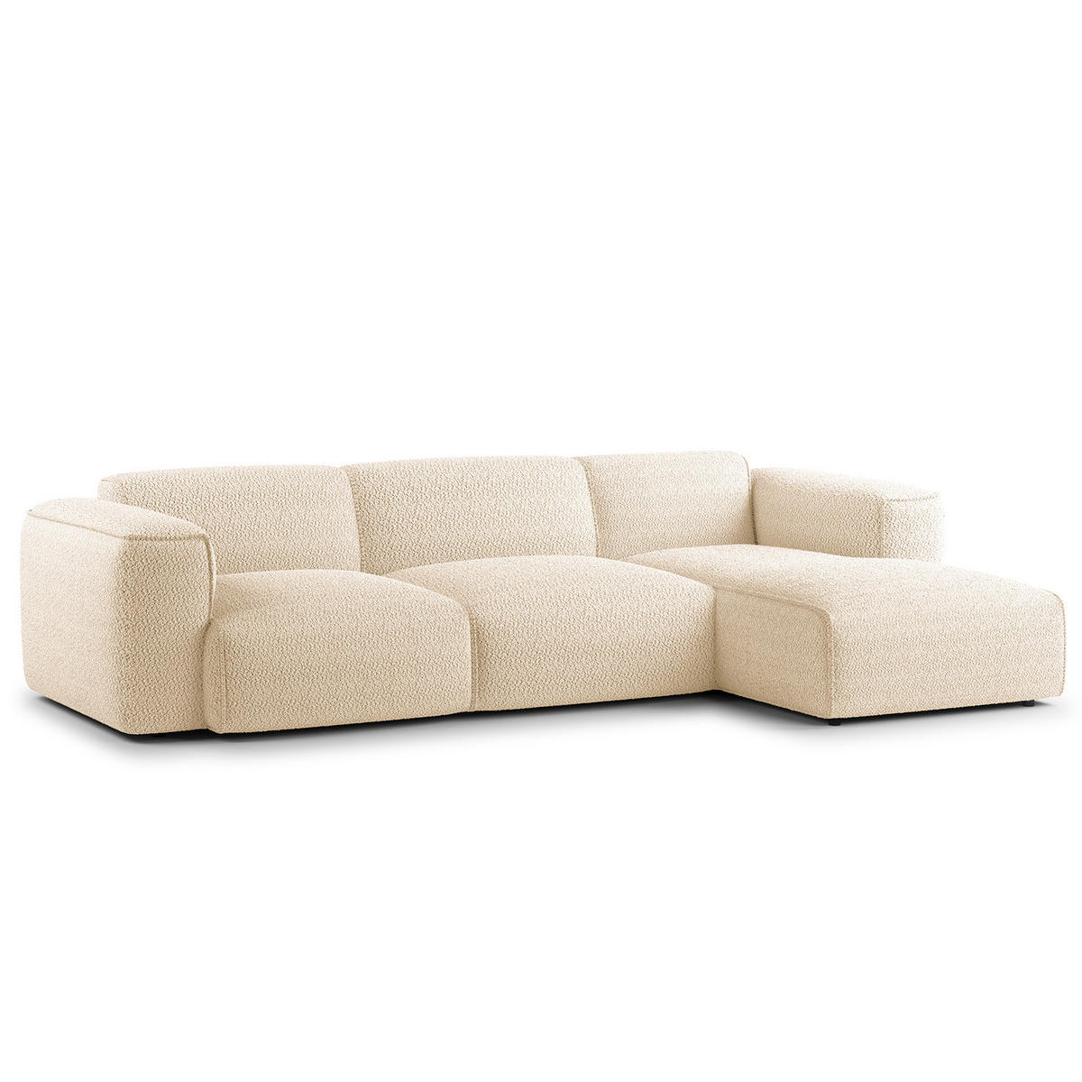 3-SITZER ECKSOFA mit Longchair - Beige/Schwarz, Kunststoff/Textil (284/173cm) - home24