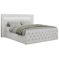 BOXBETT GOLD-9 LED 120/200 Weiß Kunstleder - H3 - Weiß, Holz/Textil (120/200cm) - MKS