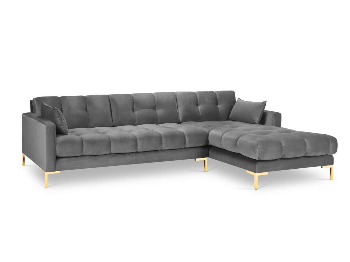 ECKSOFA rechts Mamaia aus Samt hellgrau 5 Sitzplätze - Hellgrau, Textil (185/293cm) - Micadoni