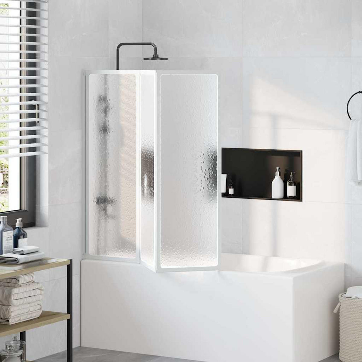 DUSCHWAND 141/132 Cm 3 Paneele Faltbar - Weiß, Kunststoff (2/132cm) - vidaXL