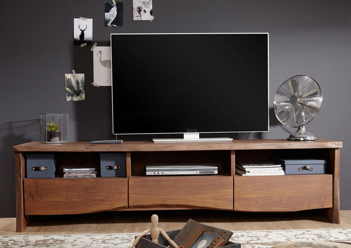 TV-BOARD Akazie 191x45x50 braun lackiert PURE ACACIA #209 - Braun, Holz (191/50/45cm) - Massivmoebel24