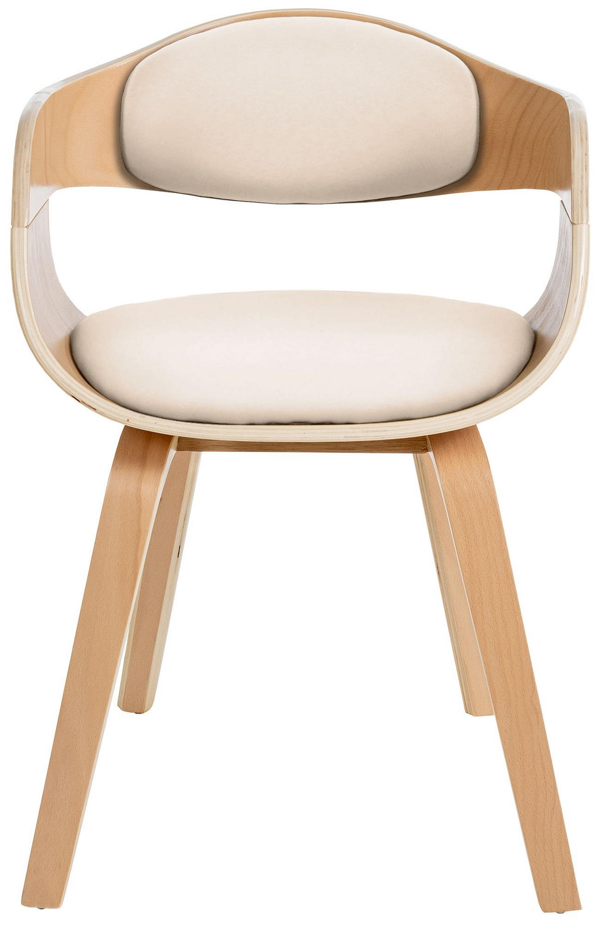 ARMLEHNENSTUHL Lederlook Natura/Creme - Eukalyptusholzfarben/Creme, Holz/Textil (49/73/46cm) - CLP