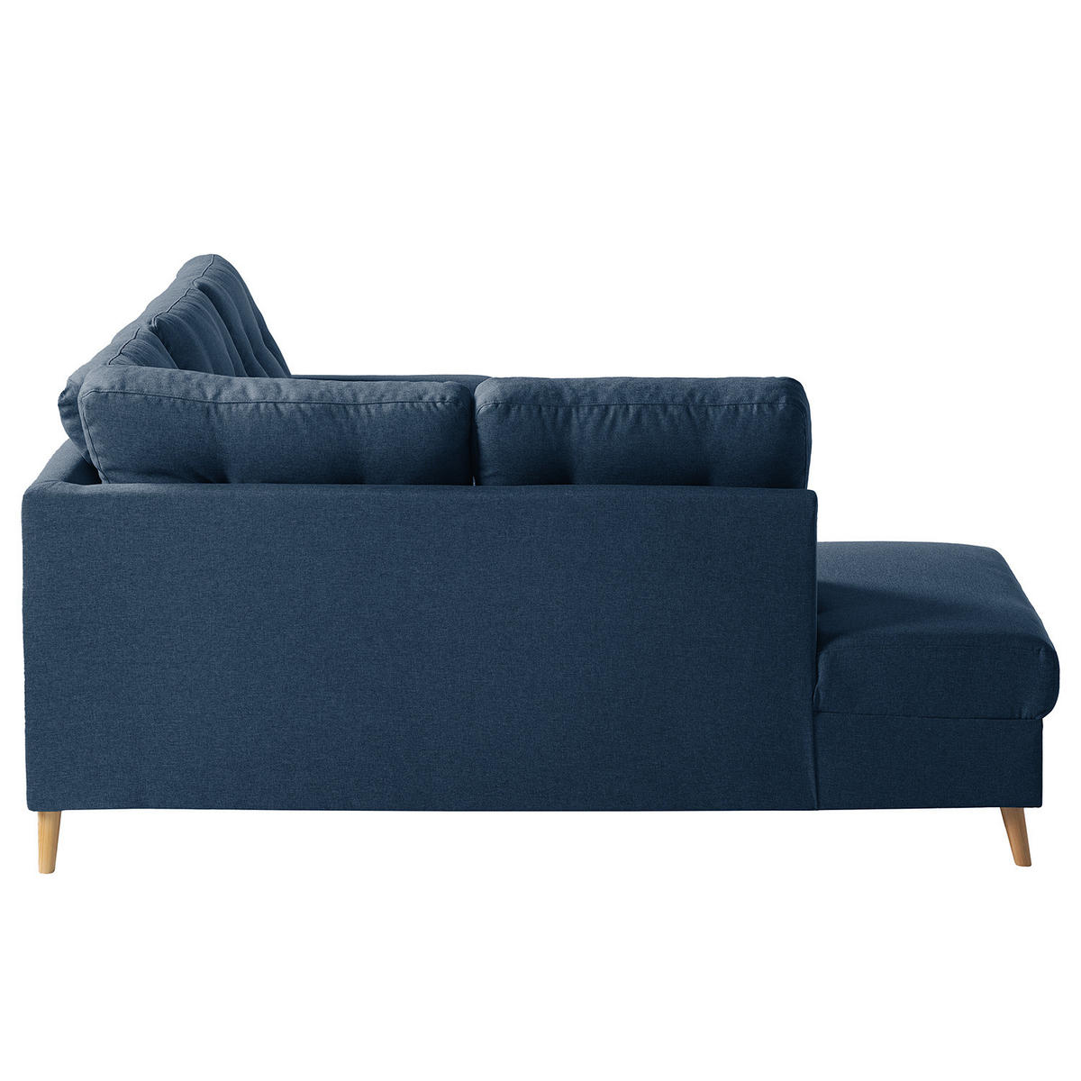ECKSOFA mit Ottomane - Webstoff - Hellbraun/Blau, Holz/Textil (230/200cm) - home24