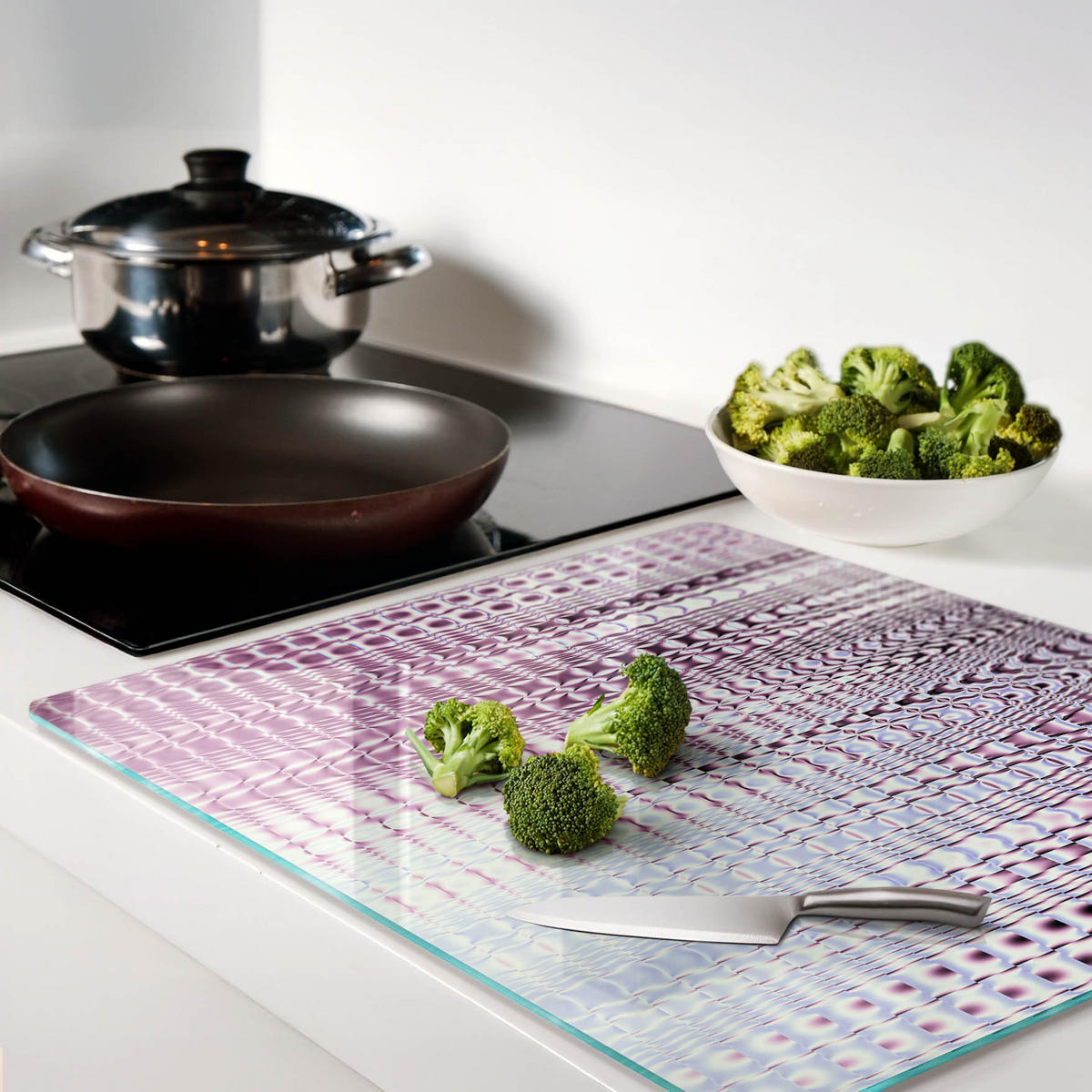 GLASPLATTE 60x52 cm Fraktale Grafiken - Weiß, Glas (60/0.4/52cm) - TULUP