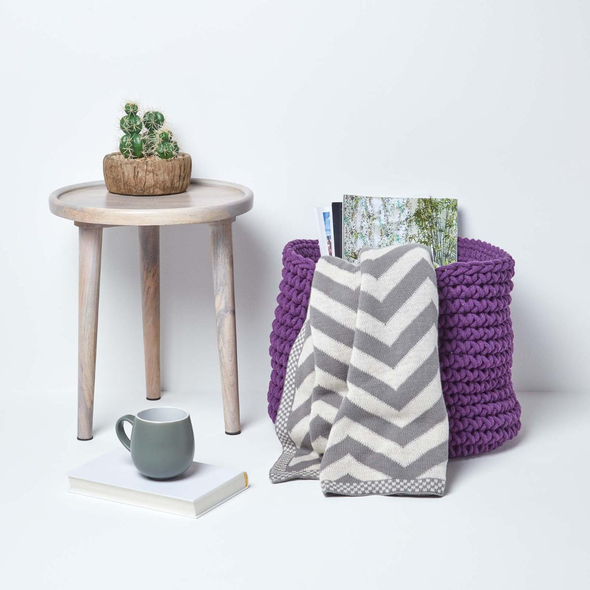 AUFBEWAHRUNGSKORB Baumwolle 42/37 cm - Lila, Textil (42/42/37cm) - Homescapes