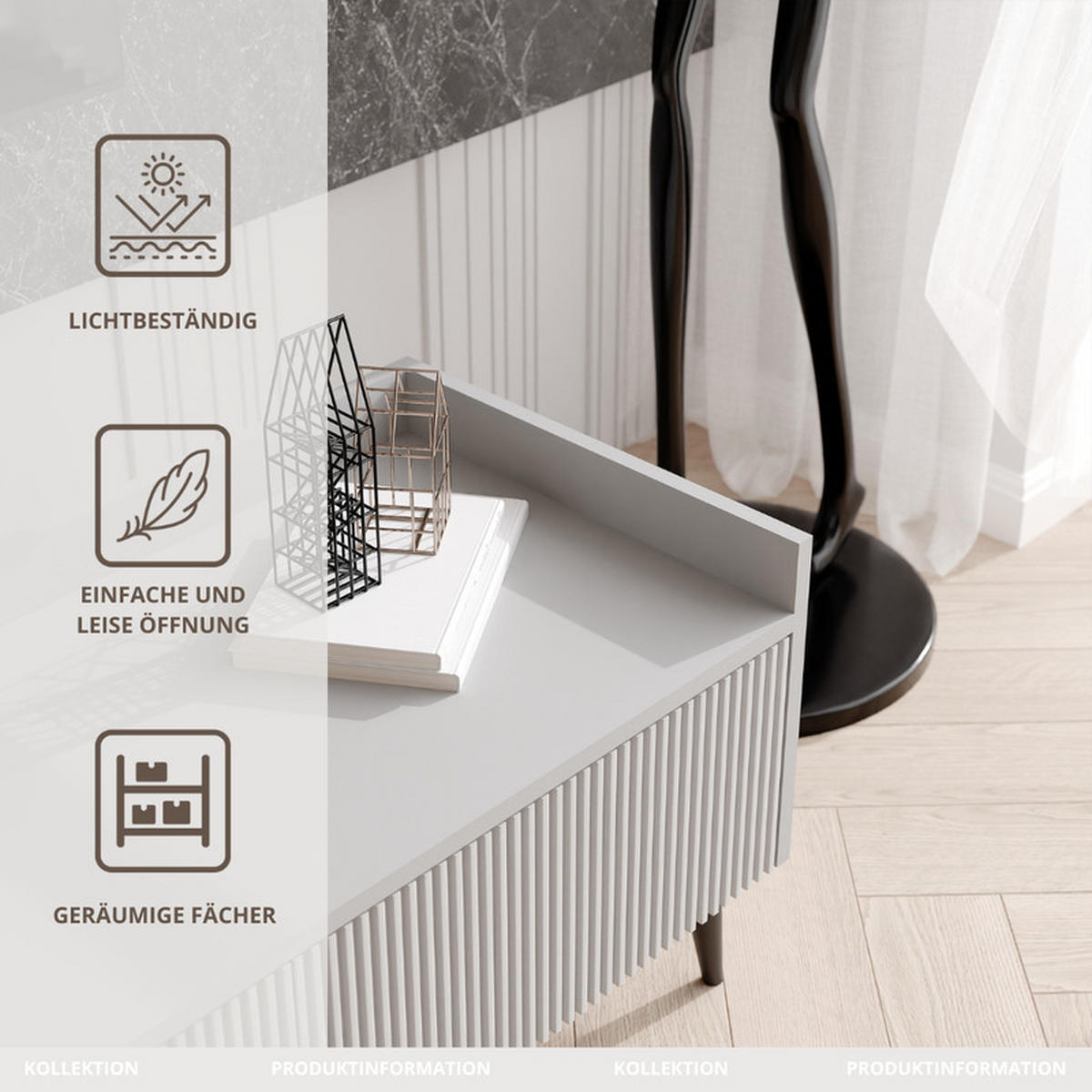 TV-LOWBOARD SCALA stehend, 150 cm Kaschmir - Kaschmir/Schwarz, Holzwerkstoff/Metall (150/45/41cm) - Idohome