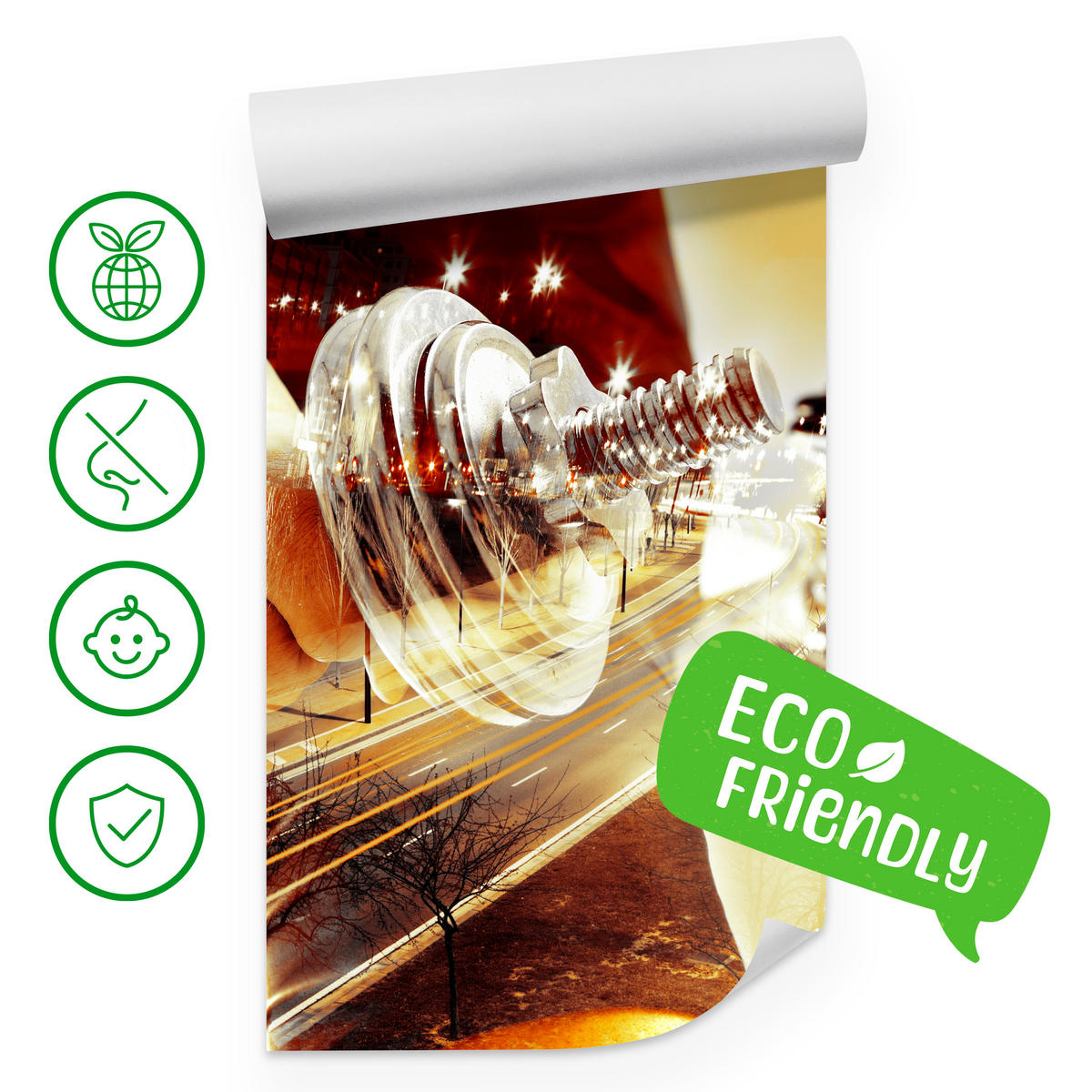 FOTOTAPETE für Jugendzimmer Sportler Mann Stadt Nacht Straße 450x315 - Gelb/Beige, Papier (450/315cm) - Muralo