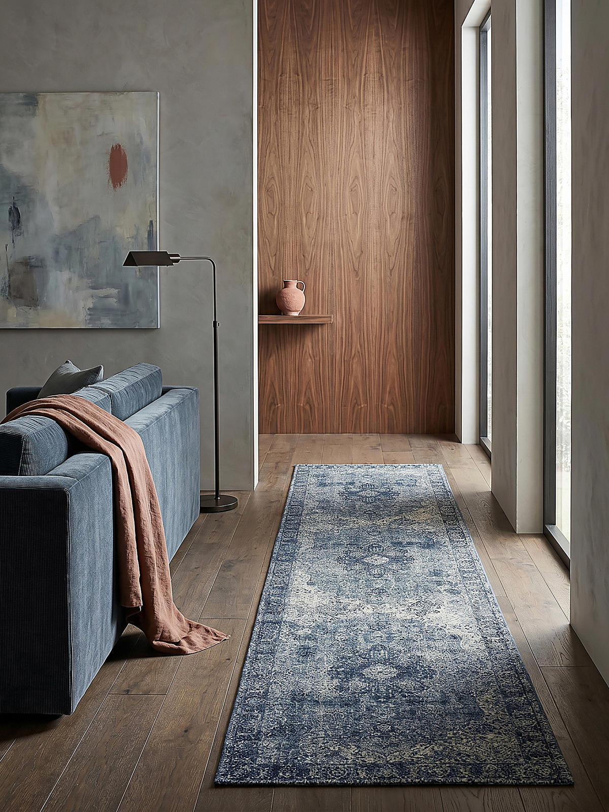 TEPPICH COQUET, im Vintage-Stil, Blau, 60 x 230 cm - Blau, Textil (60/230cm) - KADIMA DESIGN