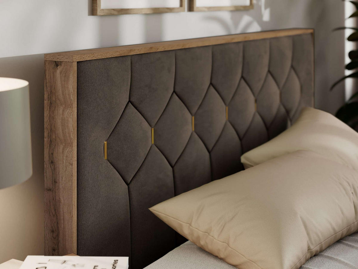 POLSTERBETT LARINO CLASSIC 180/200 - Braun Velvet - ohne Matratze - Braun, Textil (180/200cm) - MKS