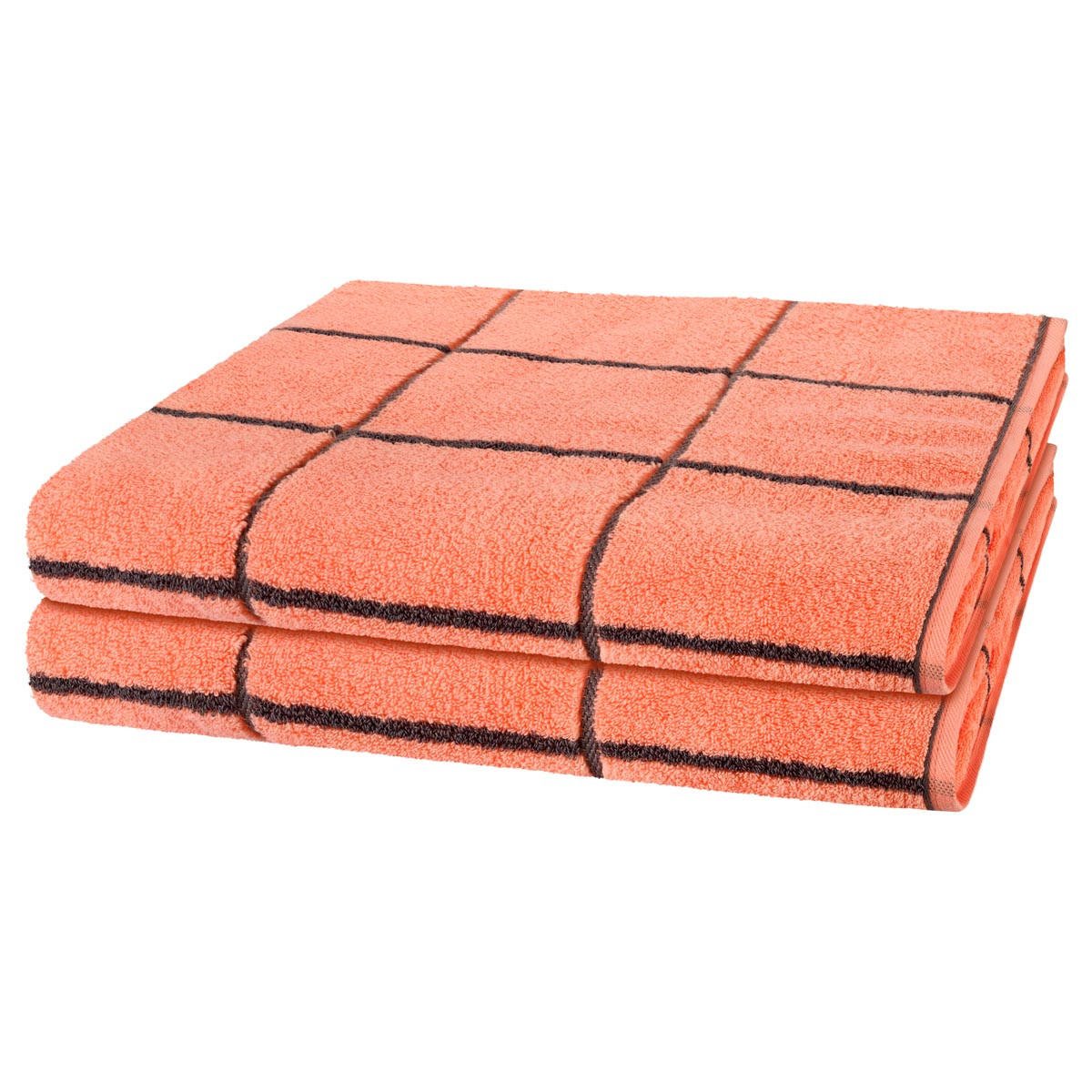 DUSCHTUCH Sensual Skin Karo 2er-Set - Orange, Textil (75/140cm) - Ross
