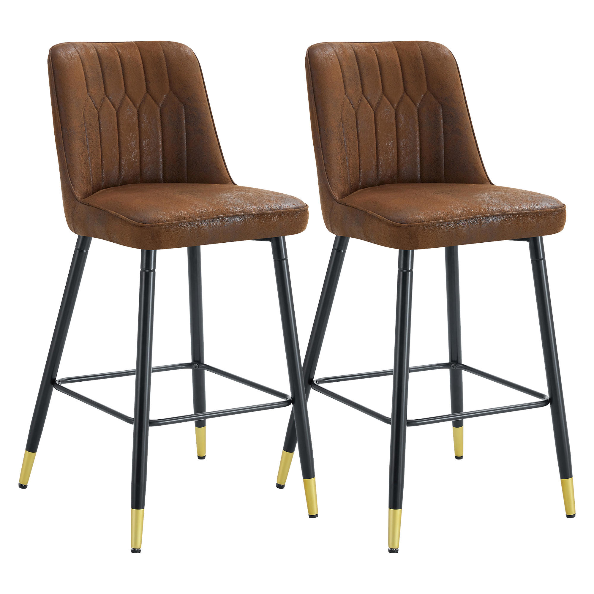 SCAUN de bar set 2 piese, material textil si metal cu suport pentru picioare