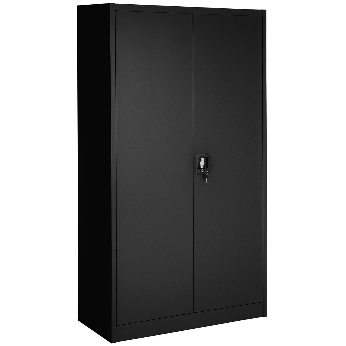 AKTENSCHRANK 2er Set ,180 x 90 x 40 cm,schwarz - Schwarz, Metall (90/180/40cm) - tectake