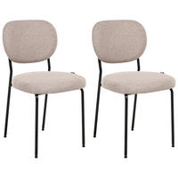 ESSZIMMERSTUHL 2er-Set Stoff Hellbraun Loleta - Hellbraun, Textil (47/84/57cm) - Beliani