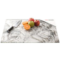 SCHNEIDEBRETT aus Glas – VERSTEINERTES HOLZ, 60 x 52 cm - Graubraun, Glas (60/0.4cm) - ALLboards