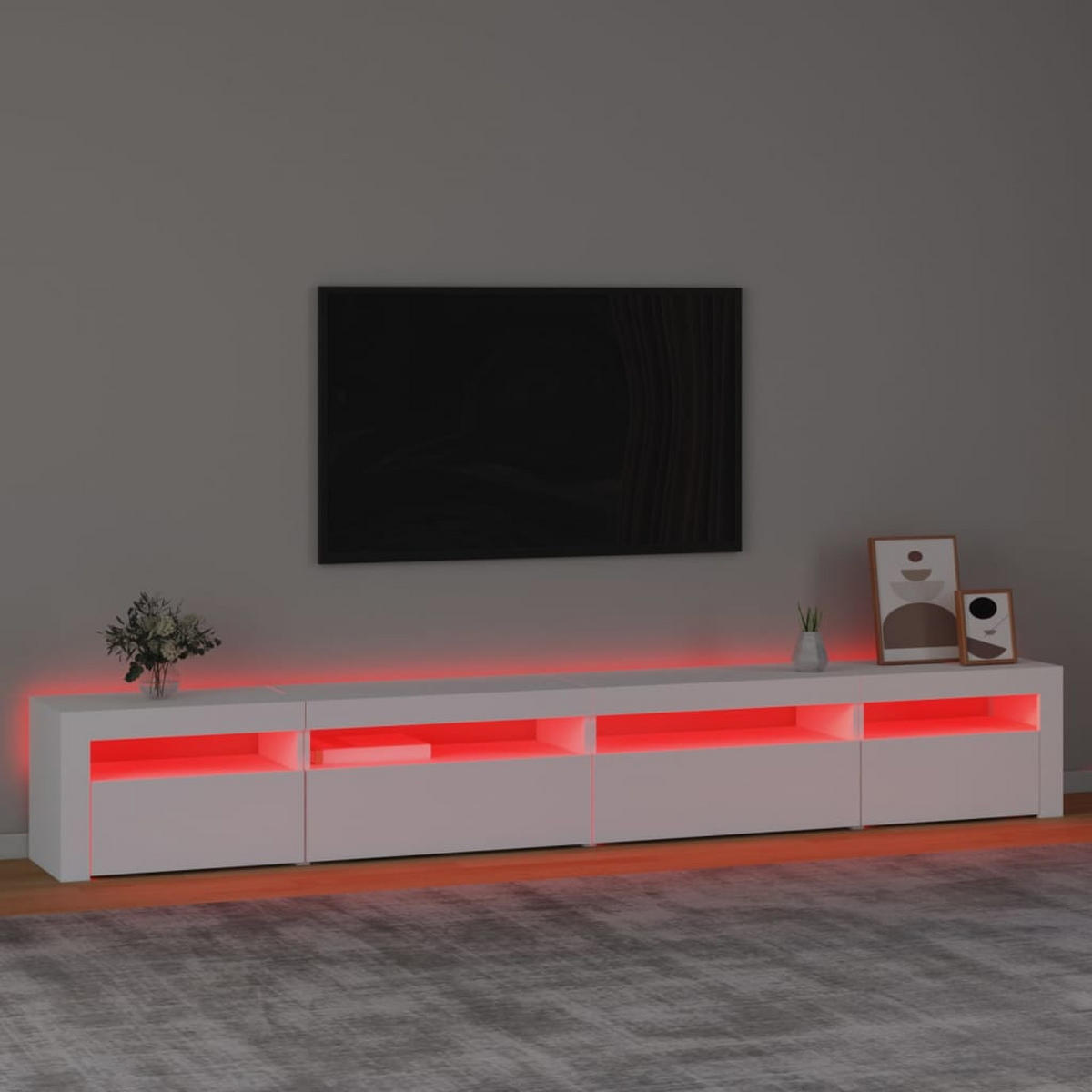 TV-SCHRANK Mit Led-Leuchten Weiss 270/35/40 Cm - Weiß, Holzwerkstoff (270/40/35cm) - vidaXL