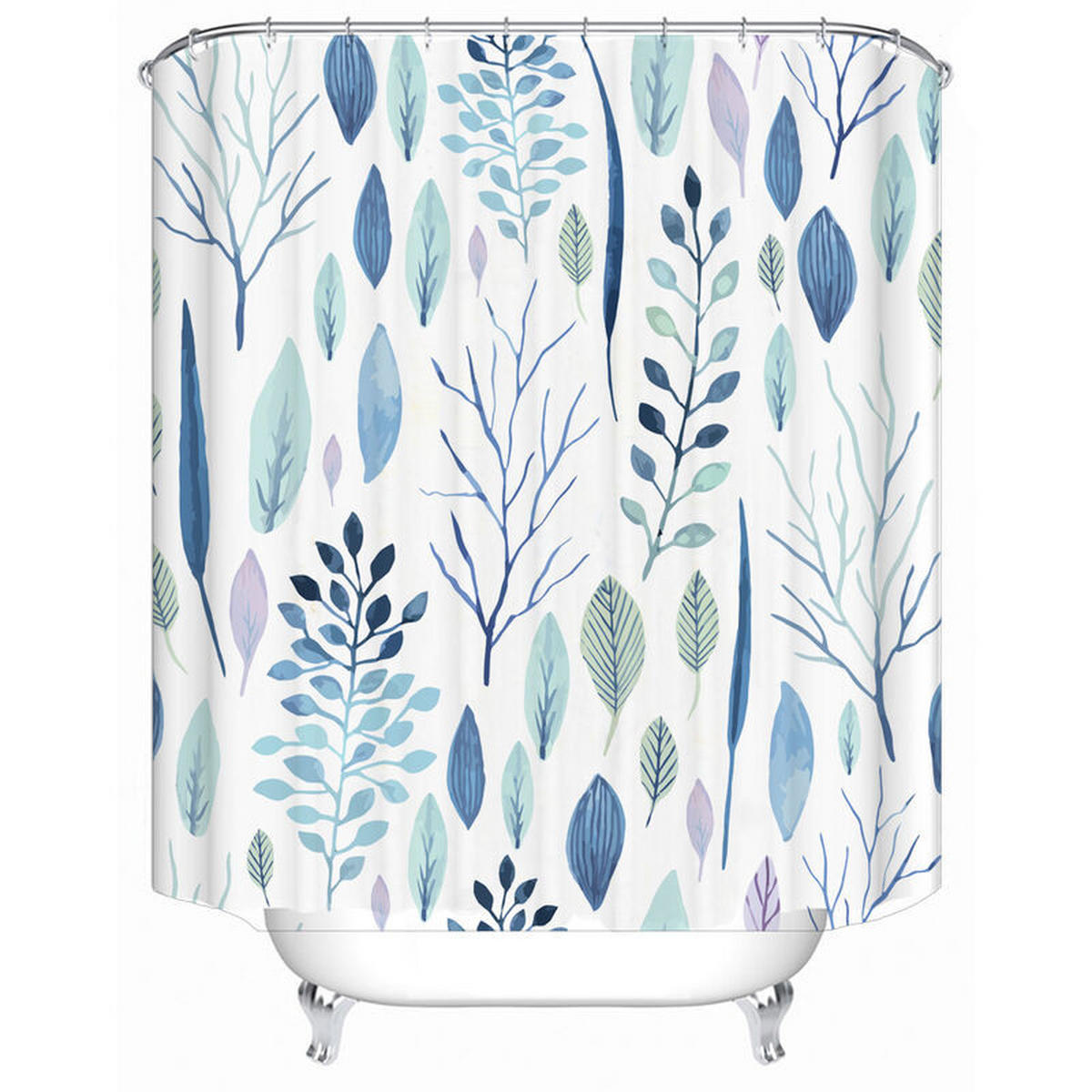 DUSCHVORHANG Aquarell Blume Pflanze Set Rosa Polyester bedruckt wasserdicht - Multicolor, Textil (180/90cm) - MCBOSON