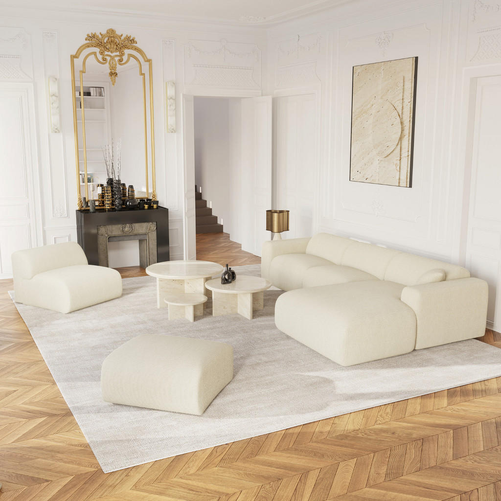 Thumbnail - Sia Home Ecksofa, Creme, Textil, 5-Sitzer, L-Form, Ottomane rechts, 280x165 cm, Wohnzimmer, Sofas & Couches, Wohnlandsch...