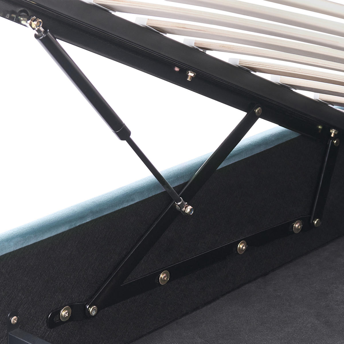 DĚTSKÁ POSTEL s úložným prostorem 90/200 cm Sametová látka Modrá Grisetot - modrá, textil (90/200cm) - Beliani