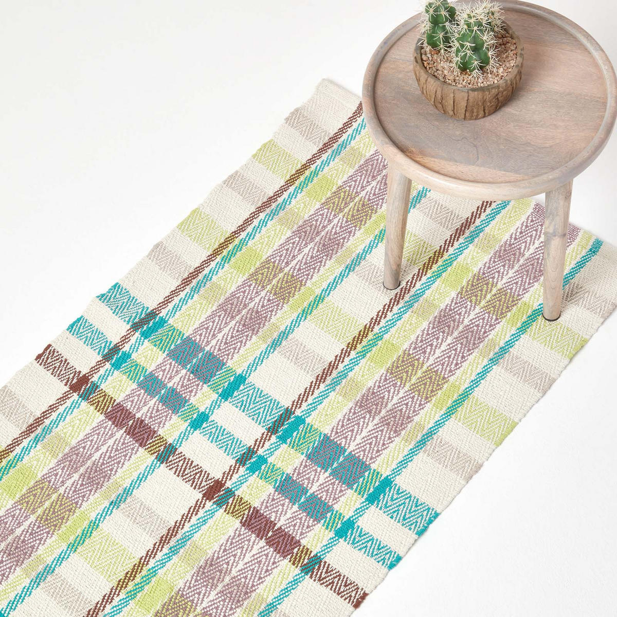 TEPPICHLÄUFER Wilson, Baumwolle kariert 66/200 cm - Multicolor, Textil (66/200cm) - Homescapes