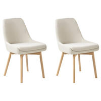 ESSZIMMERSTUHL 2er Set Stoff Cremeweiß Melfort - Creme/Braun, Holz/Textil (49/82/58cm) - Beliani