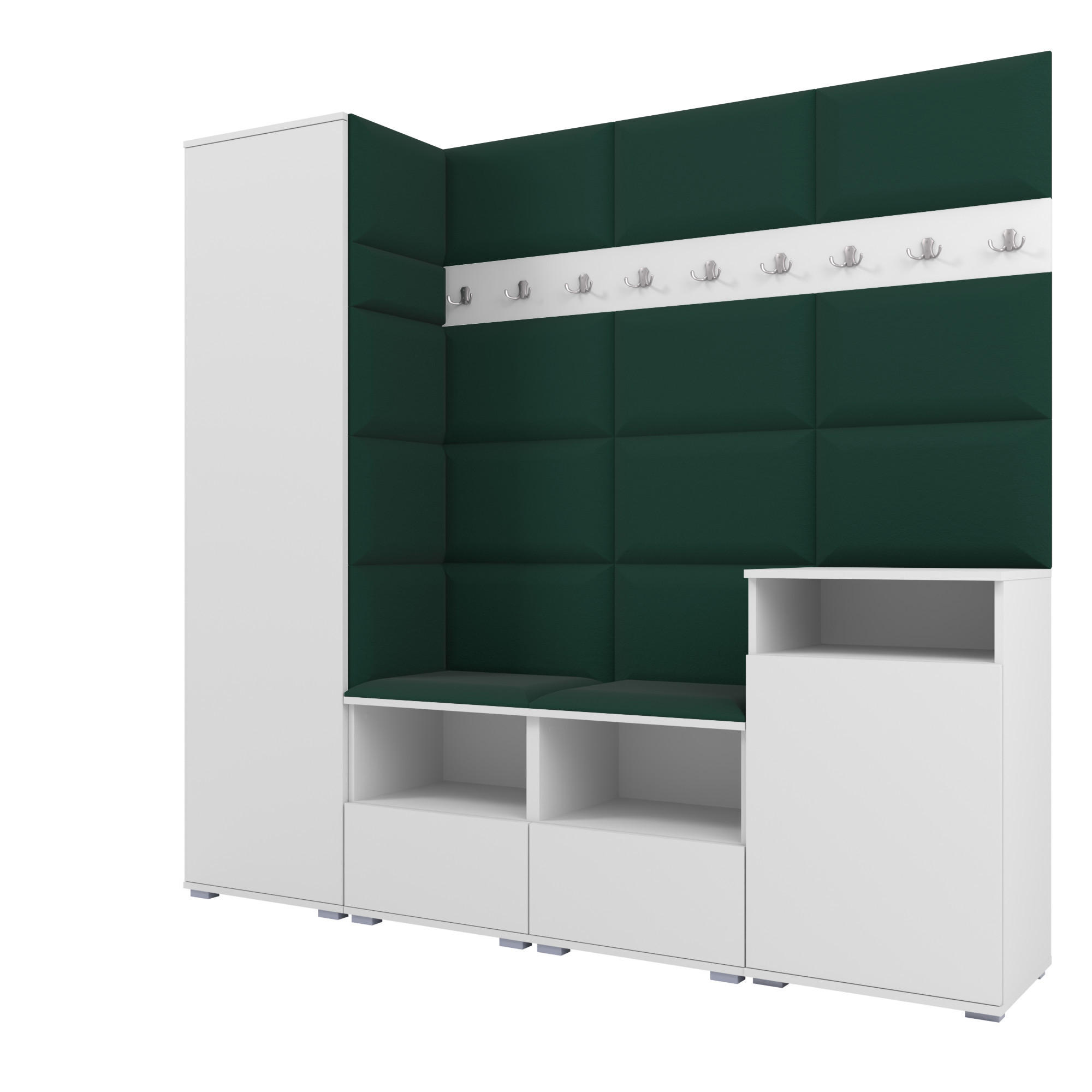 Ravio Garderobe Weiß, Dunkelgrün 200x187x40 cm