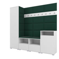 GARDEROBE NELA X 200 cm (Modulare Flurmöbel Weiß mit Sitzpolster Flaschengrün 28 Schrank + Sideboard) - Dunkelgrün/Silberfarben, Holz/Holzwerkstoff (200/187/40cm) - Ravio