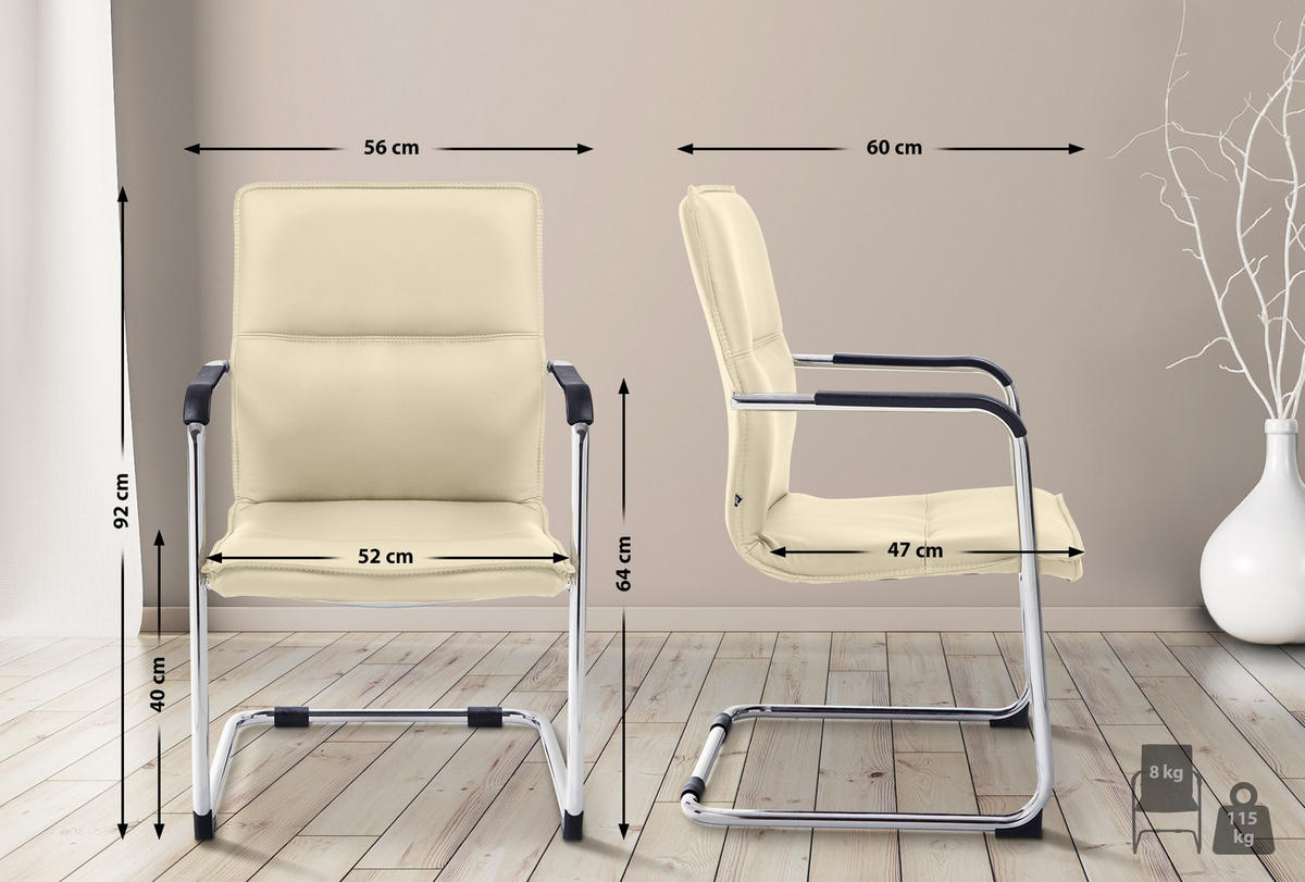 SCHWINGSTUHL Lederlook Creme - Creme, Textil/Metall (56/92/60cm) - CLP