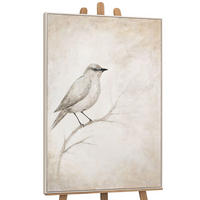 GEMÄLDE Singende Pause Schattenfugenrahmen Beige 120x80 cm - Beige, Holz (120/80cm) - YS-art gallery