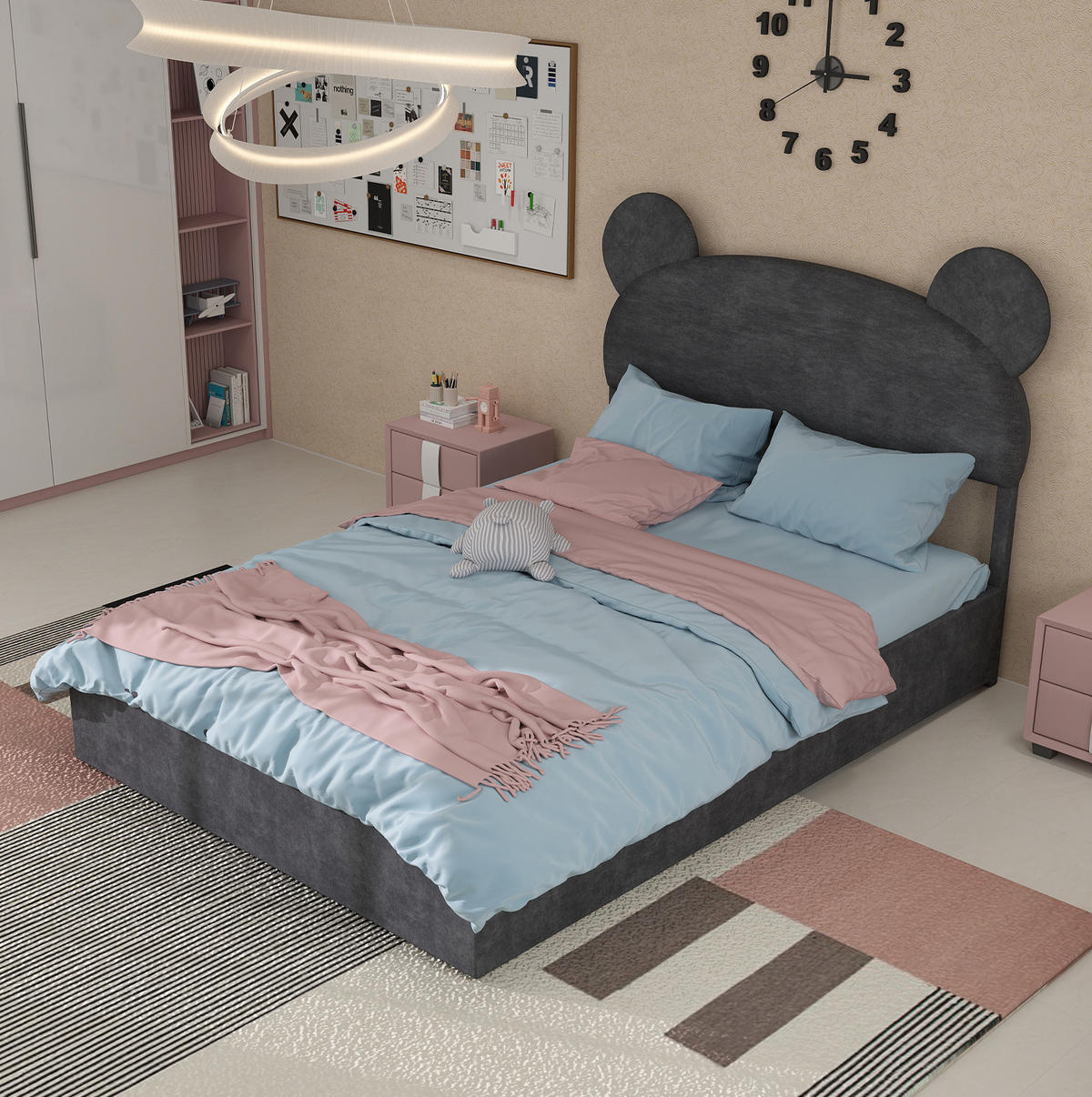 ČALÚNENÁ posteľ 140/200 cm sivá z látky a kovu s úložným priestorom a plynovým zdvihom - sivá, textil (140/200cm) - OKWISH