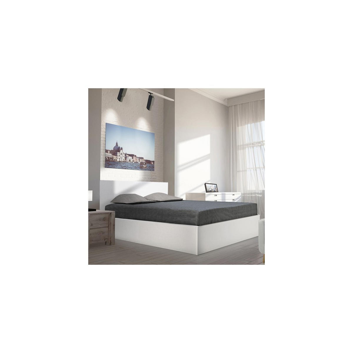 BETTKASTEN MADRID mit Lattenrost / Bett 140x200 - Weiß - Weiß, Holzwerkstoff (140/200cm) - Weber Industries