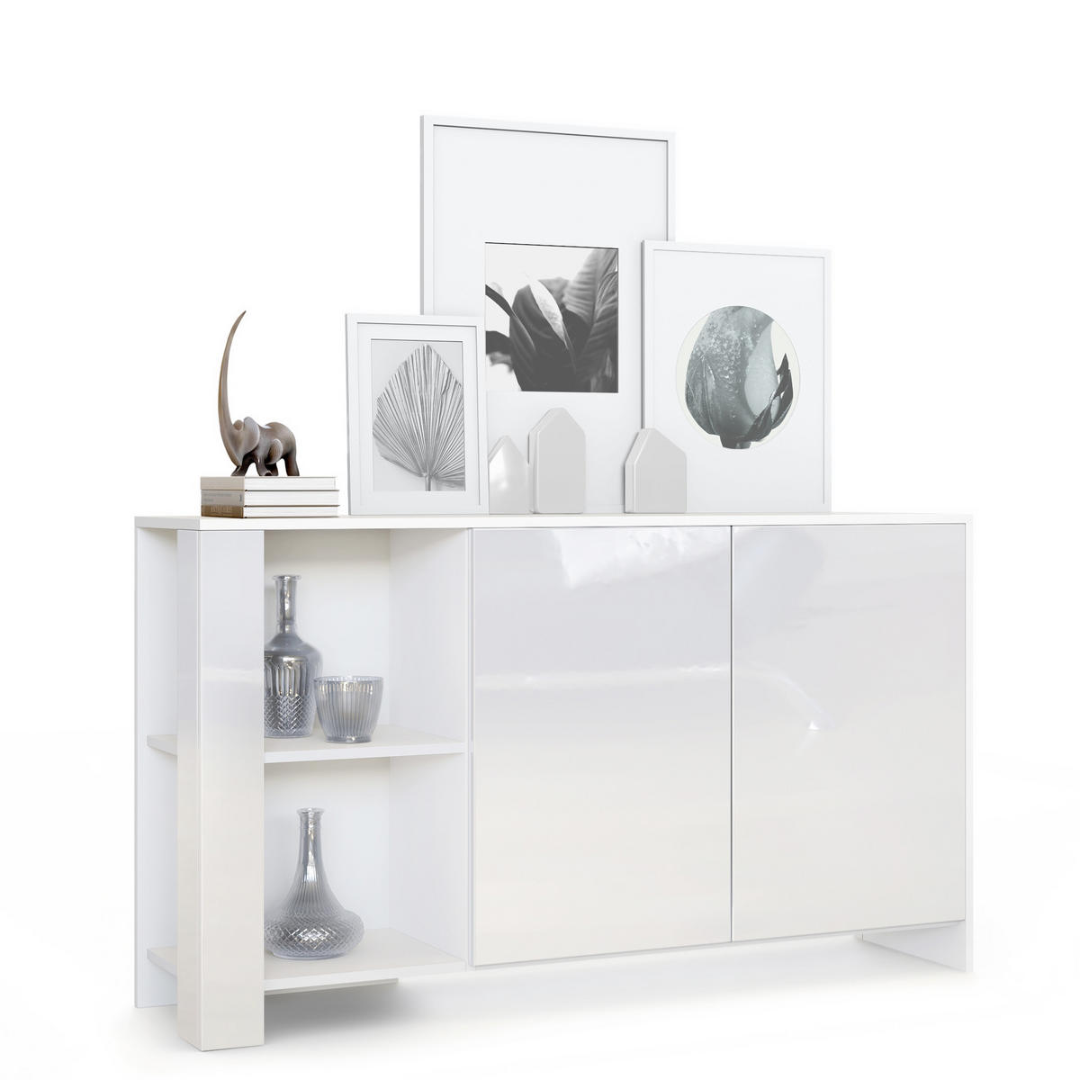 SIDEBOARD Canto Weiß Hochglanz - Weiß Hochglanz, Holzwerkstoff (143/81/36cm) - Vladon
